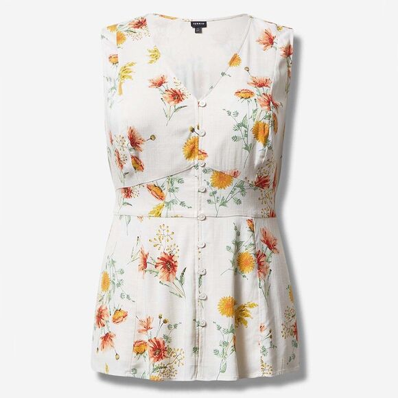 Torrid Rayon Tank Womens Plus Size 26/4x Sleeveless Up Waist Detail Tie Back Top - Picture 6 of 10